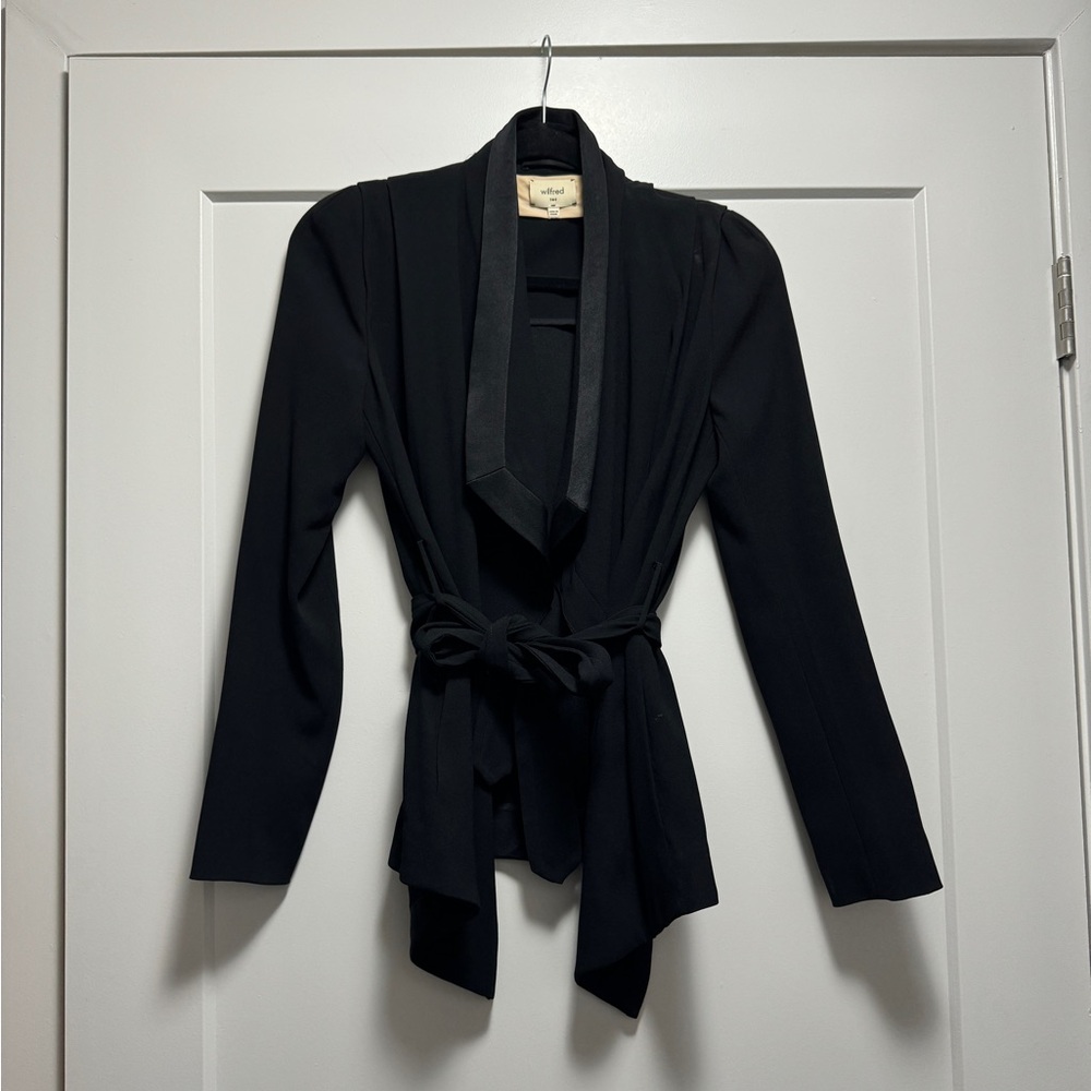 Wilfred: wrapped cardigan blazer